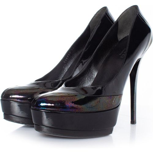 Gucci Pre-owned Womens Black oil slick platform pump Leather