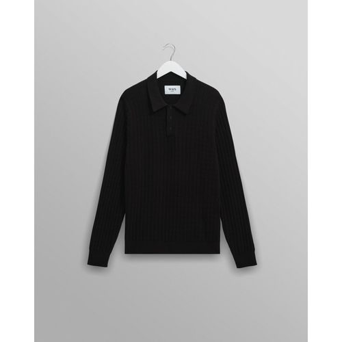 Oban - Black Diamond Stripe Knitted Polo
