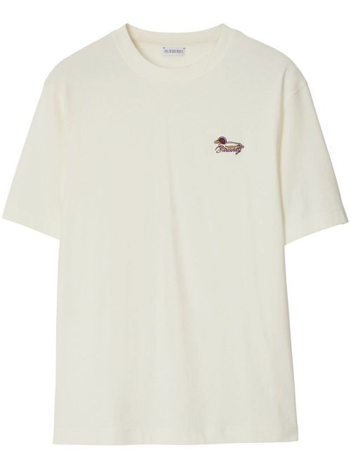 Embroidered-logo cotton T-shirt - White
