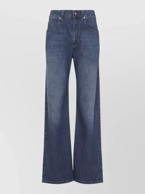 Brunello Cucinelli - wide leg denim trousers five pocket style
