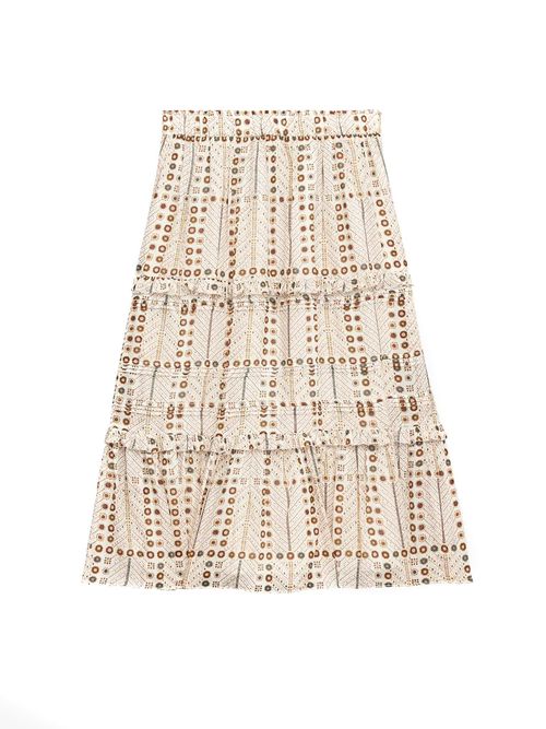 Diya Long Printed Cotton Voile Skirt