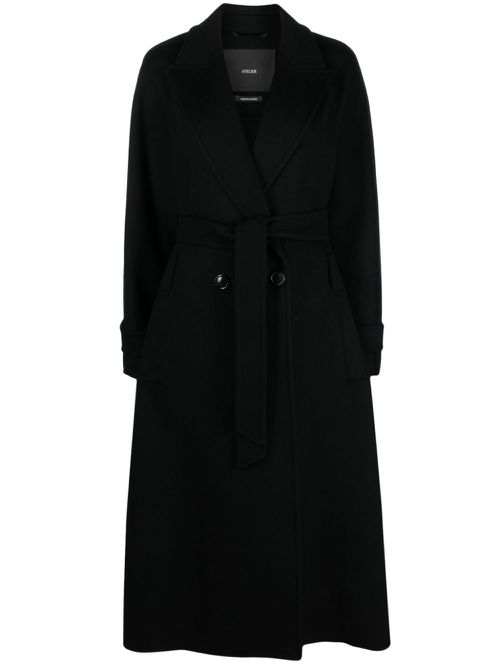 Adda double-breasted cashmere coat - Black