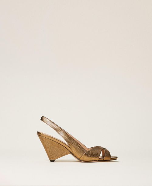 Laminated leather sandals