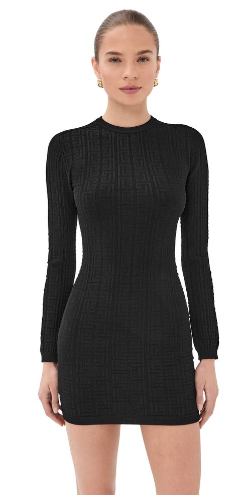 Monogram Bodycon Knit Short Dress Noir