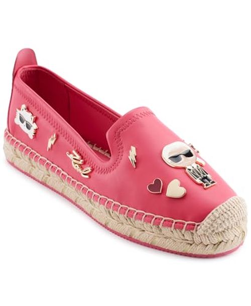 KARL LAGERFELD Women's Michaela Slip On Espadrille Sandal with Pins