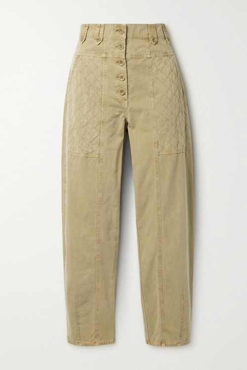 Cambrie Paneled Cotton Straight-leg Pants - Beige - US0
