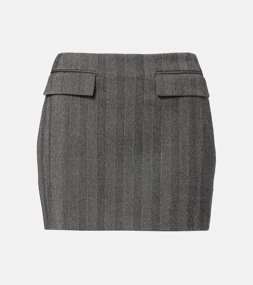 Striped wool-blend miniskirt