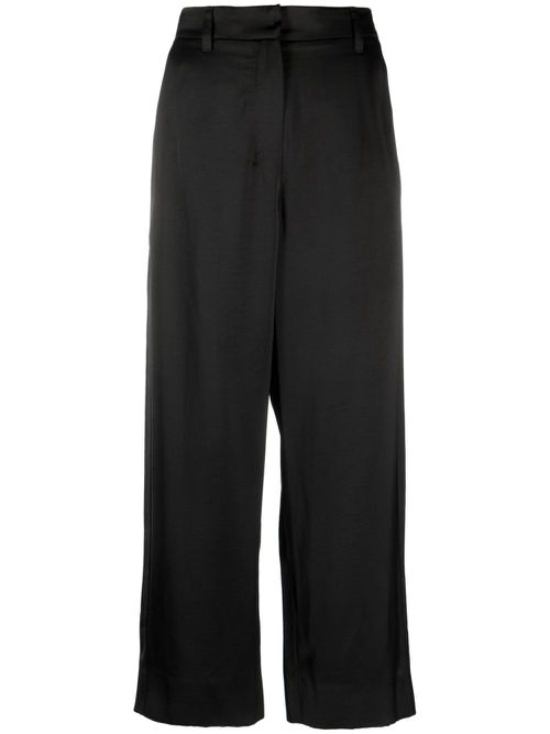 Monza satin cropped trousers - Black