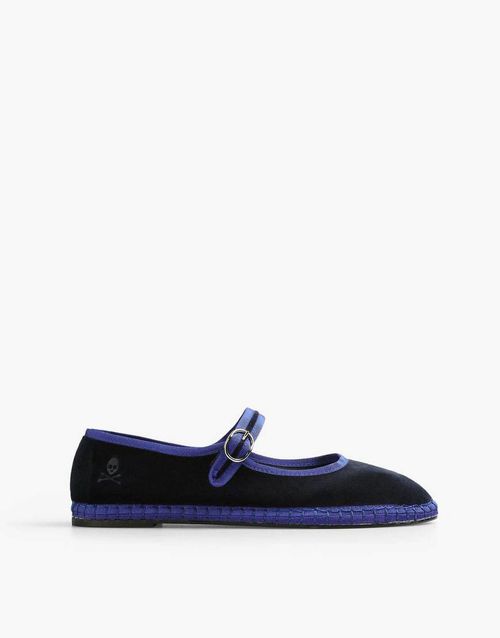Scalpers velvet strap slippers in navy