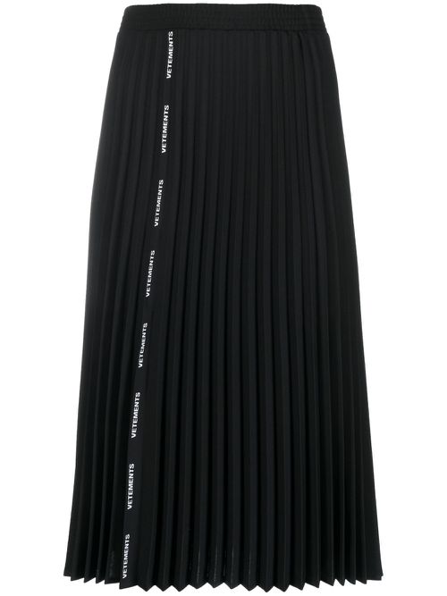 Knee-length pleated skirt - Black