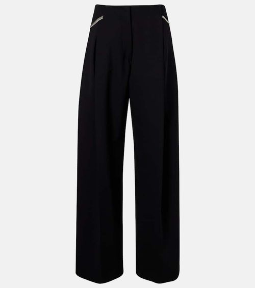 Pleated low-rise wide-leg pants