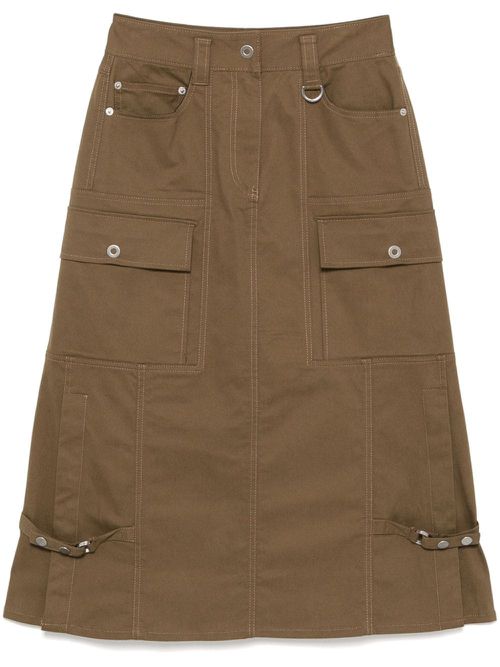 Decorative button straight skirt - Brown