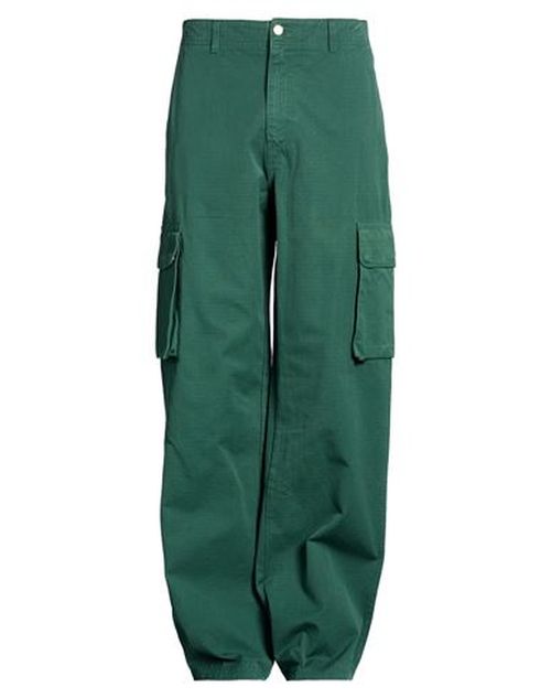 Man Pants Dark green Size 34 Cotton