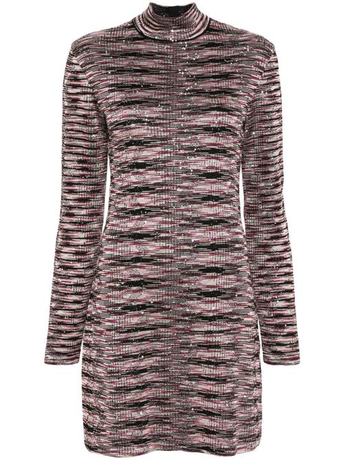 Sequin-embellished zigzag mini dress - Pink