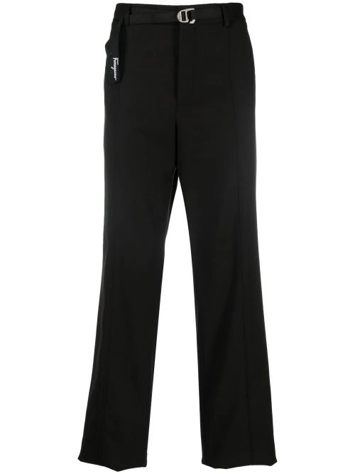 Straight-Leg Belted Trousers — Black