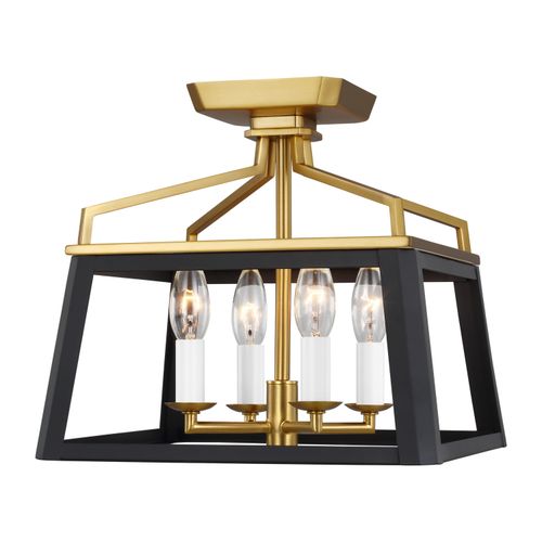 Carlow 4-Light Ceiling Light in Midnight Black And Burnished Brass by Chapman & Myer