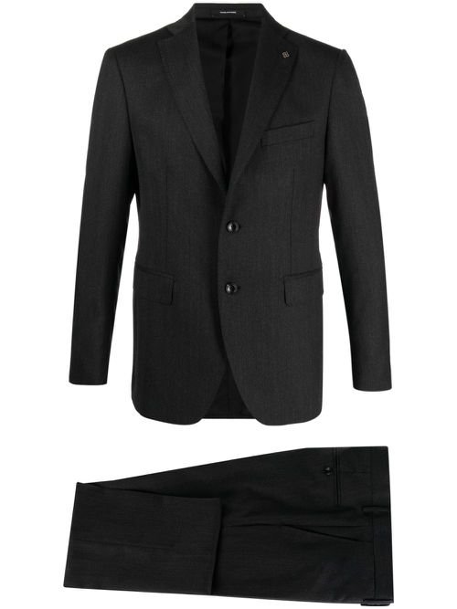 Brooch-detail single-breasted suit - Grey