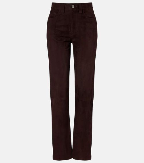 Callum high-rise suede straight pants