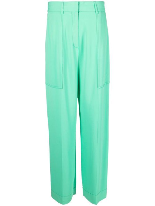 High-waist wide-leg crepe trousers - Green