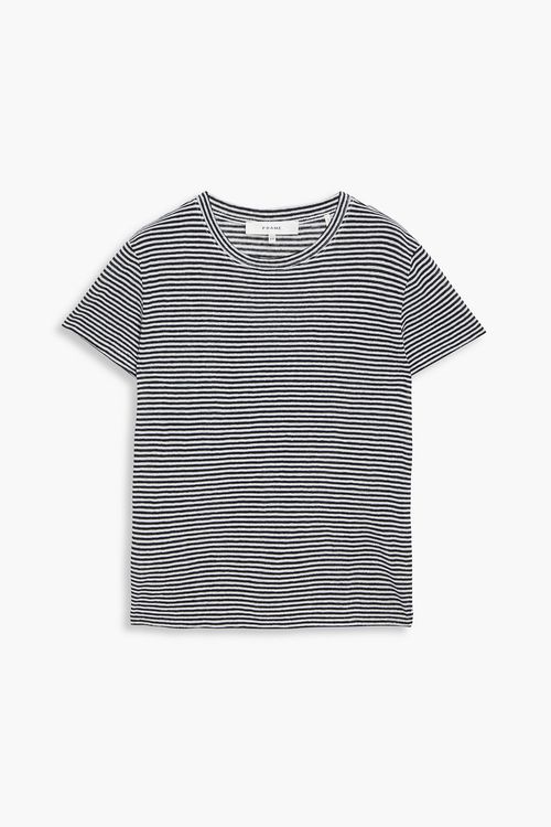 Striped linen-jersey T-shirt - Black - XS