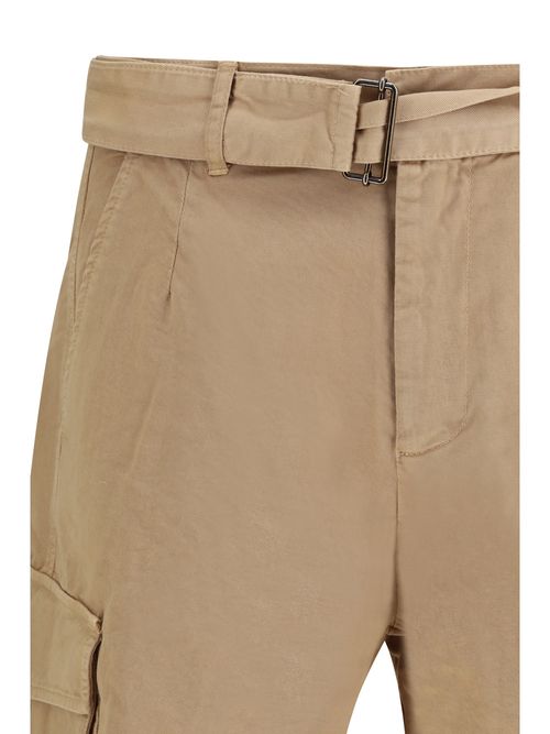 Belted Cotton Cargo Shorts — Camel