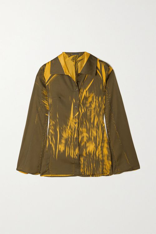 Irene Printed Satin Shirt - Black