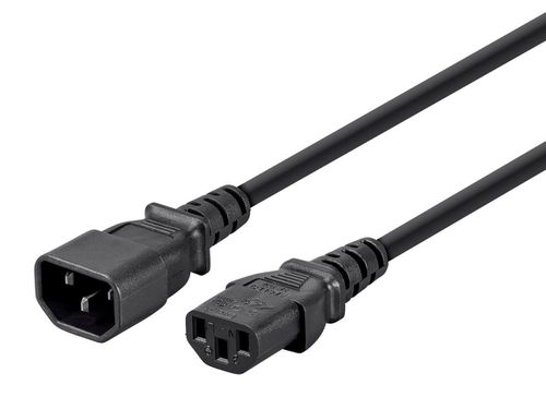 Extension Cord - IEC 60320 C14 to IEC 60320 C13, 14AWG, 15A/1875W, 3-Prong, Black, 6ft