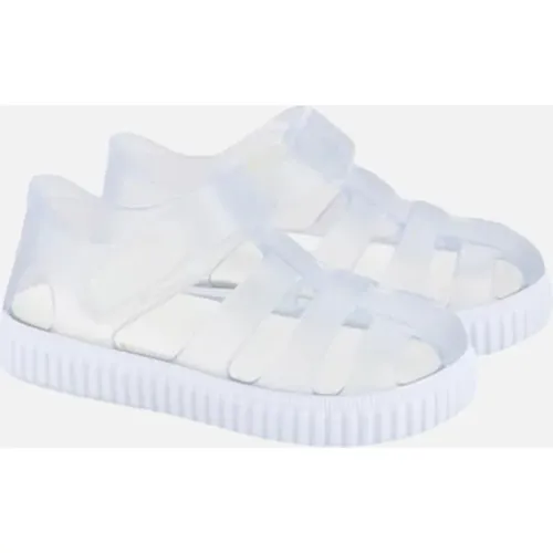Igor Girl's White Clear Velcro Strap Jelly Sandal