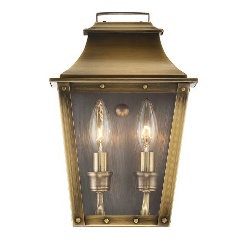 Aged Brass Two Light Wall Sconce from the Coventry Collection