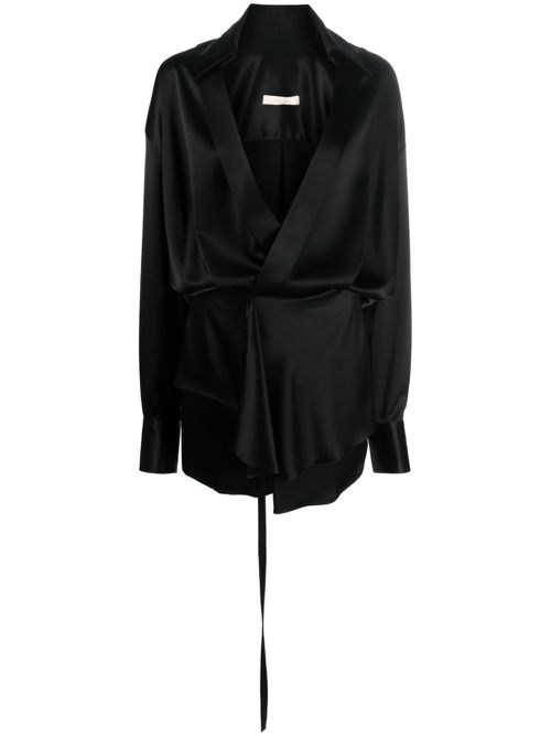 V-neck long-sleeve minidress - Black