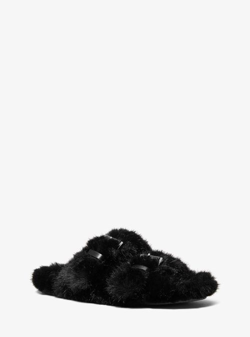 Michael Kors Byers Faux Fur Slide Sandal in Black - size 8 by