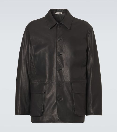 Leather blouson jacket