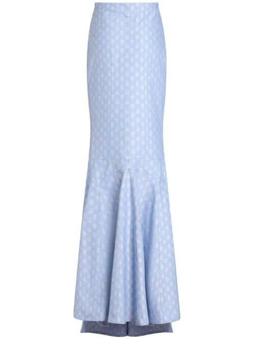 Patterned-jacquard mermaid skirt - Blue