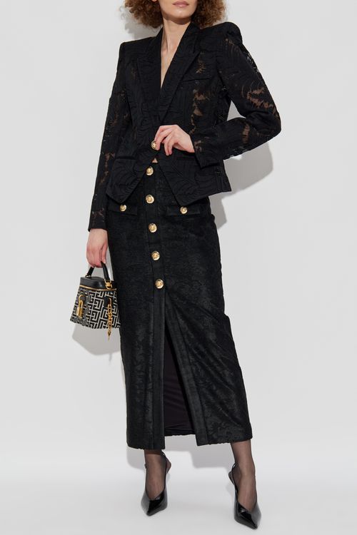 Skirt With Decorative Buttons, Women's, Black