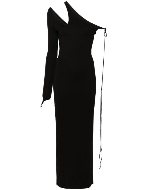 One-sleeve jersey maxi dress - Black