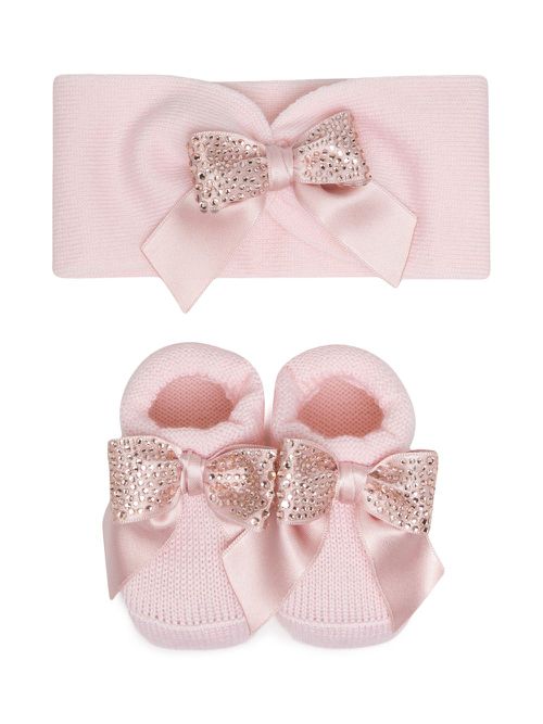 Bow-detail knitted set - Pink