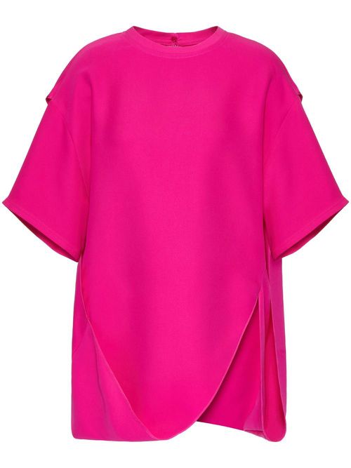 Drape-detail asymmetric T-shirt - Pink