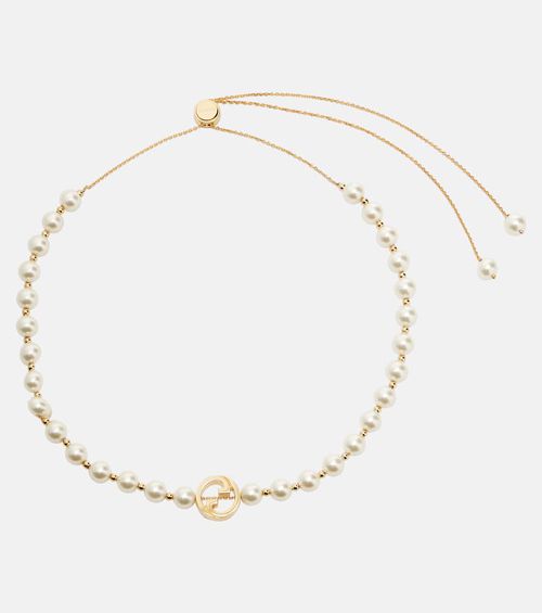 Interlocking G pearl necklace