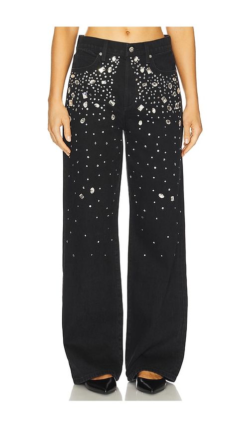 Joe's Jeans The Harlowe Stone Embellished Wide Leg Jeans in Black. - 24 also , 26, 27