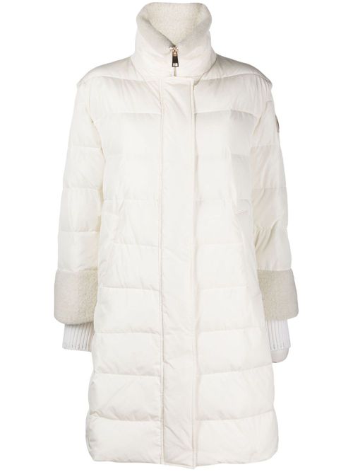 High-neck parka coat - White