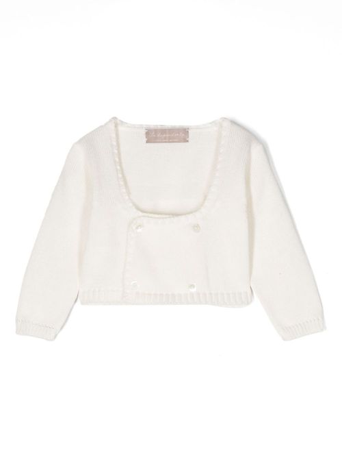 Double-breasted cotton cardigan - Neutrals
