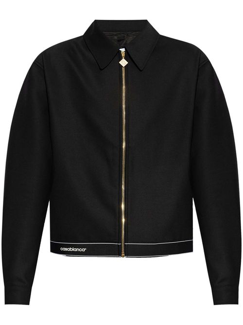 Logo-print zipped bomber jacket - Black