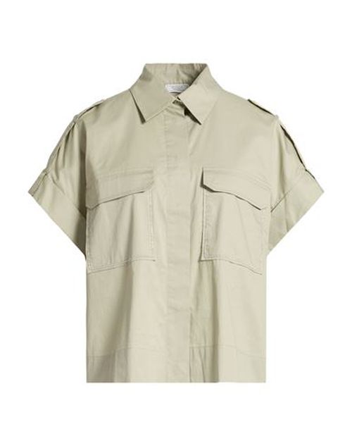 Woman Shirt Sage green Size 10 Cotton, Elastane