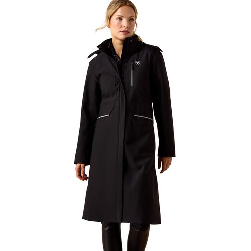 Women's Long Rider Waterproof Coat Long Sleeve in Black, Size Large, by