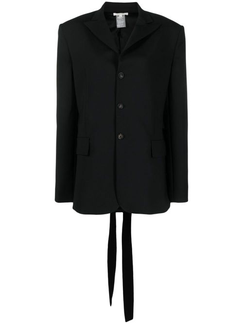 Strap-detail single-breasted blazer - Black