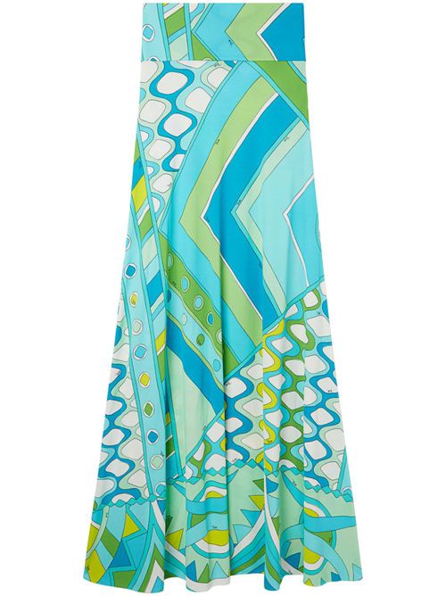 Vivara-print maxi skirt - Blue