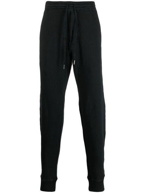 Slim-fit cotton track pants - Black