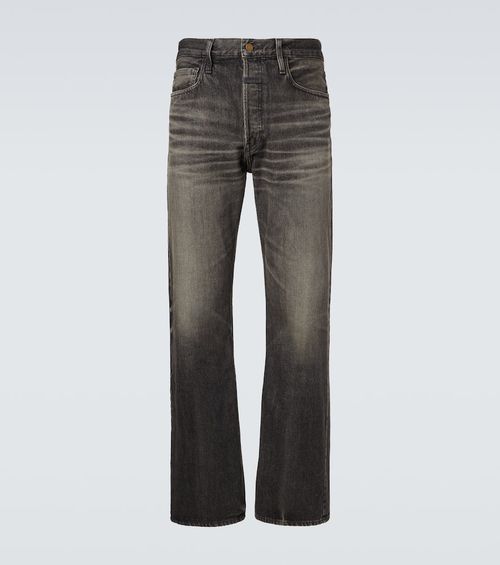 Faded mid-rise straight jeans