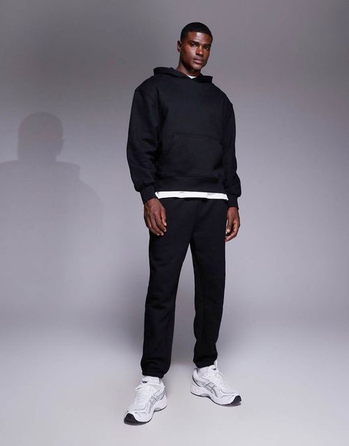 Premium heavy weight tapered joggers 400gsms in black