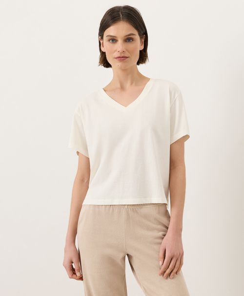 Women's Cream Vintage Jersey V-Neck Tee